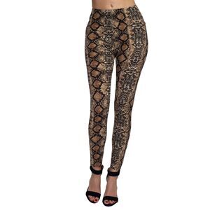 Snakeskin Print Peach Skin Leggings Ultra Soft, Stretchy Full Length 1 Size